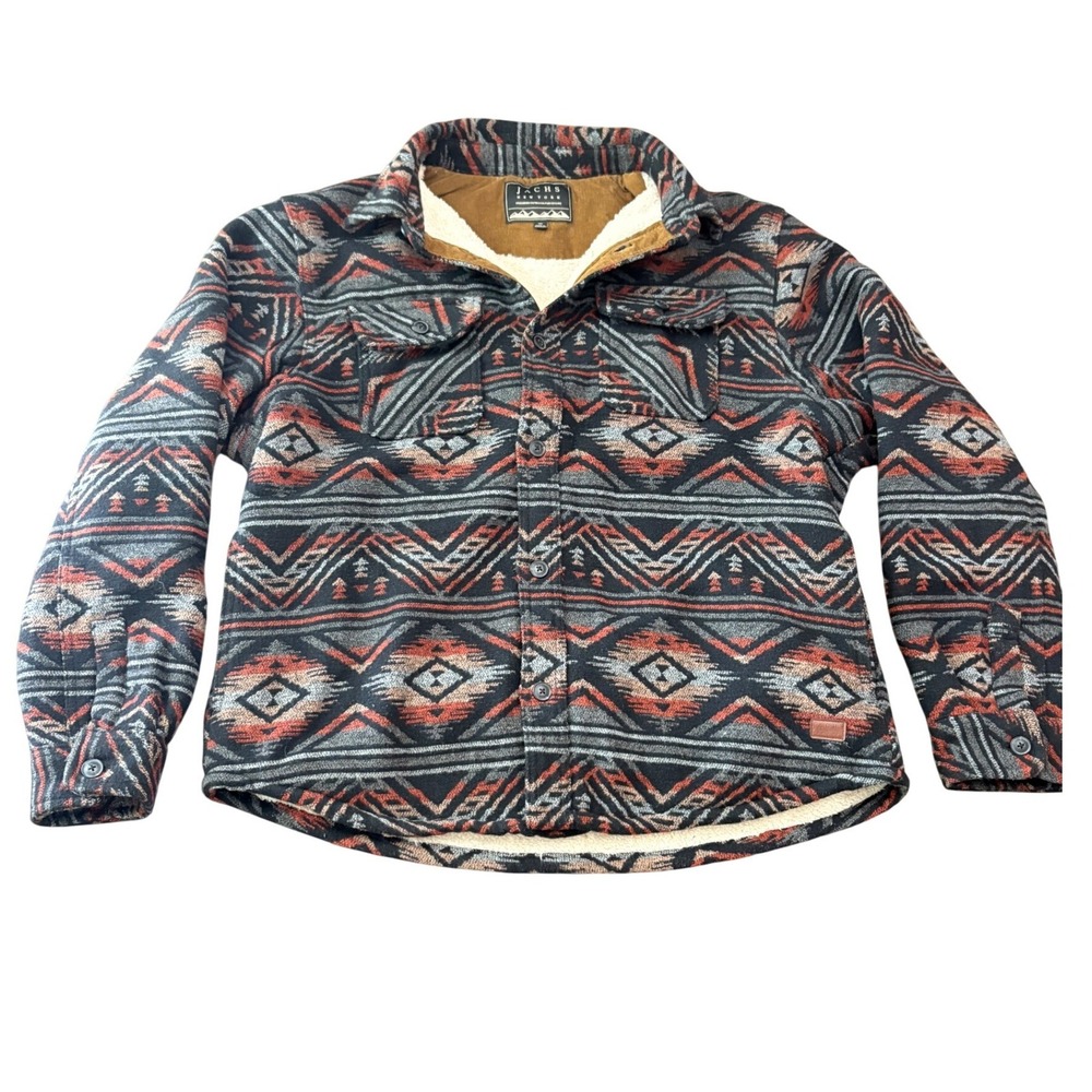 Jachs NY Aztec Fleece Lined Shirt Jacket Mens XL Southwestern Sherpa Shacket